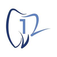 initial letter number 12 or twelve dental clinic icon logo design template vector