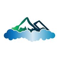 mountain cloud icon logo design template vector