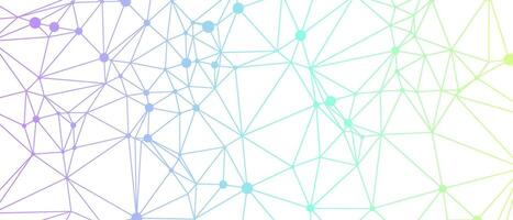 Abstract background with connected lines and dots in purple, blue, and green on white. vector