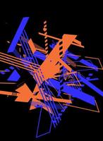 Abstract geometric pattern in orange and blue on a black background. vector