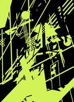 Abstract black and green geometric pattern with overlapping shapes. vector