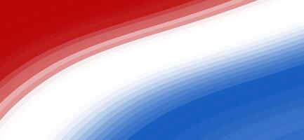 Abstract background with red, white, and blue curved stripes. vector