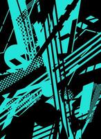 Abstract geometric pattern with teal, black, and white shapes and dots. vector