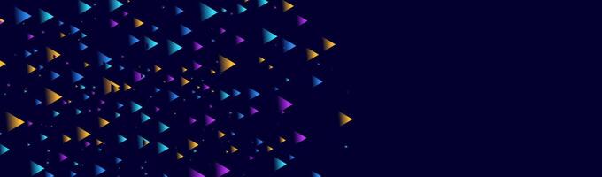 Abstract blue, yellow, and purple triangles on dark background. vector