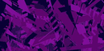 Abstract geometric pattern with purple and dark blue shapes and polka dots. vector