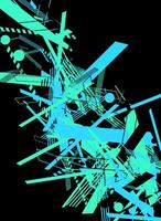 Abstract geometric pattern with teal and blue shapes on a black background. vector