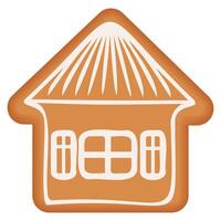 Christmas gingerbread house with icing pattern vector