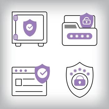 único conjunto de 4 4 seguro, datos proteccion y web página seguridad iconos conjunto de datos seguridad y personal acceso tecnologías. vector