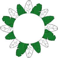 Tropical leaves green and transparent design card round circle frame. Graphic illustration. Exotic island wedding invitation. Elements are isolated and editable vector