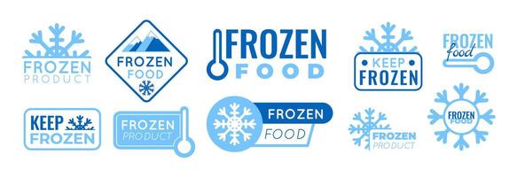Cartoon Color Frozen Product Label Set. vector