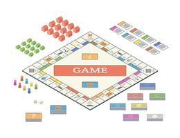 Cartoon Color Table Game Set 3d Isometric View. vector