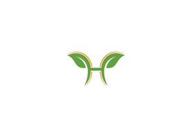 H leaf logo design icon template with white background vector