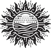 Sun and waves illustration vector