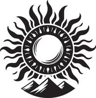 Sun and mountain illustration vector