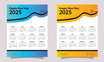 Calendar design. one-page or wall calendar design. 2025 year calendar. vector
