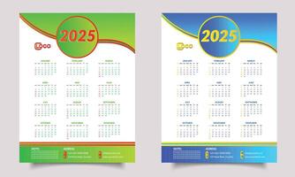 calendar design template. Calendar 2025 vector
