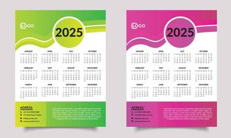 Wall calendar design 2025. 2025 Yearly calendar design. vector