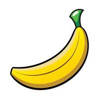 Flat logo illustration of a cute yellow banana isolated on plain, simple background. vector