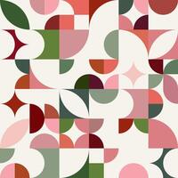 Seamless Pattern in Bauhaus Style in Pink, Red, Green, White Palette vector
