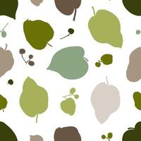 Seamless Pattern with Green Leaves on a White Background vector