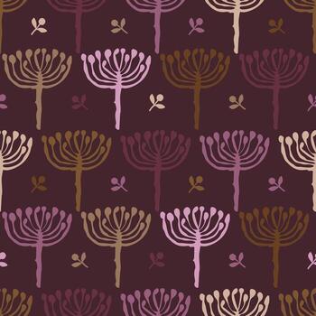 sin costura modelo con paraguas plantas en ciruela color antecedentes vector