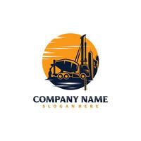 Industry logo Heavy equipment rental and construction isolated on white background vector