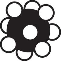 Simple black and white illustration of an atom, with electrons orbiting a nucleus, ideal for scientific or educational projects vector