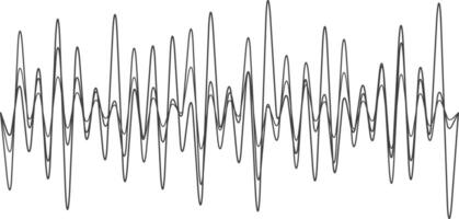 Oscillating lines create abstract sound wave on white background, with modern minimalist design in gray tones, conveying communication and technology vector