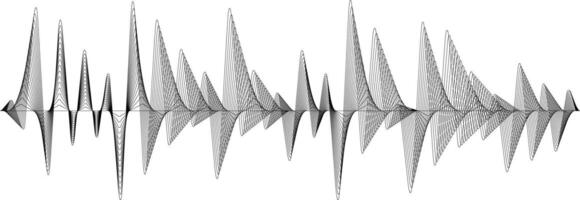 Captivating abstract sound wave lines visually represent audio frequencies, blending technology and art seamlessly in a modern black and white design vector