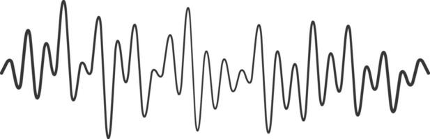 Sleek black sound wave gently oscillates on a white background, illustrating audio. Perfect for sound design and electronic music vector
