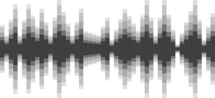 Abstract sound wave visualization made of square pixels, creating a stylish audio spectrum effect on a white background vector