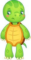 Sad turtle stands alone, looking upset and disappointed on a white background vector