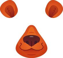 Adorable cartoon dog face with big black nose and smiling mouth on white background, perfect for cute design projects vector