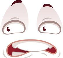 Cartoon styled eyes and mouth are expressing an emotion of fear and panic, suitable for projects related to being afraid vector