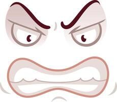 Cartoon face shows intense anger with furrowed brows and a grimace on a white background vector