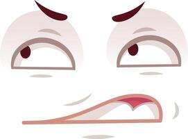 Cartoon face expressing displeasure with mouth open and eyes squinting, possibly conveying feelings of disgust or disapproval vector