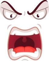 Cartoon character expressing anger, featuring furrowed brows and a wide open mouth, conveying a strong sense of frustration and rage vector