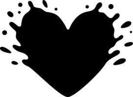 Black ink is splashing, forming a heart shape, symbolizing love, passion, and art. This striking image is perfect for projects related to romance, creativity, and self expression vector