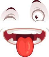 Playful cartoon face expressing positive emotions by being silly, winking, and sticking out its tongue, isolated on a white background vector