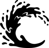Black ink splashes in a dynamic wave within a circle, creating a powerful graphic element isolated on white. Ideal for versatile projects vector