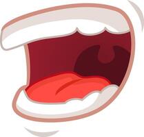 Cartoon illustration of a mouth wide open, showing tongue and teeth, perfect for topics such as singing, shouting or laughing vector
