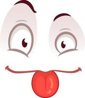 Playful cartoon face with a silly expression, tongue sticking out, and eyes looking sideways, adding humor and joy to designs. Perfect for positive emotions and playful projects vector