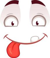 Funny cartoon face with big eyes and a silly expression, sticking out its tongue playfully, exuding humor and fun on a white background, perfect for various design projects vector