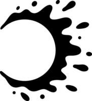 Black ink splattering on white background, forming dynamic circular shape for design. Modern, artistic, minimalist, isolated image with ample copy space for creativity vector