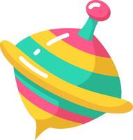Relive childhood joy with a colorful spinning top toy on a white background, capturing traditional fun and amusement. Add retro charm to designs vector