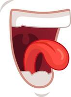 Playful cartoon mouth sticking out its tongue, adding humor and fun to designs. Perfect for facial expressions, taste, and lighthearted themes. Let this quirky image bring smiles. vector