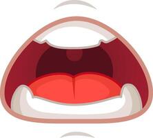 Colorful cartoon of a mouth wide open, teeth showing, and tongue out, conveying emotions like anger, fear, or surprise. Perfect for adding humor to designs vector