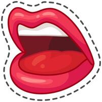 Playful image of glossy red lips framed with a black dashed line, hinting at exciting news or an important message. Perfect for beauty and communication themes vector
