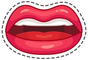 Vibrant cartoon red lips with black border on white background, perfect for love messages. Ideal for valentine's day or adding glamour vector