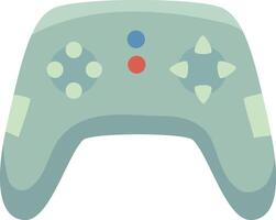 Cartoon illustration of a green game controller with buttons, isolated on a white background. Perfect for representing gaming, entertainment, or leisure vector